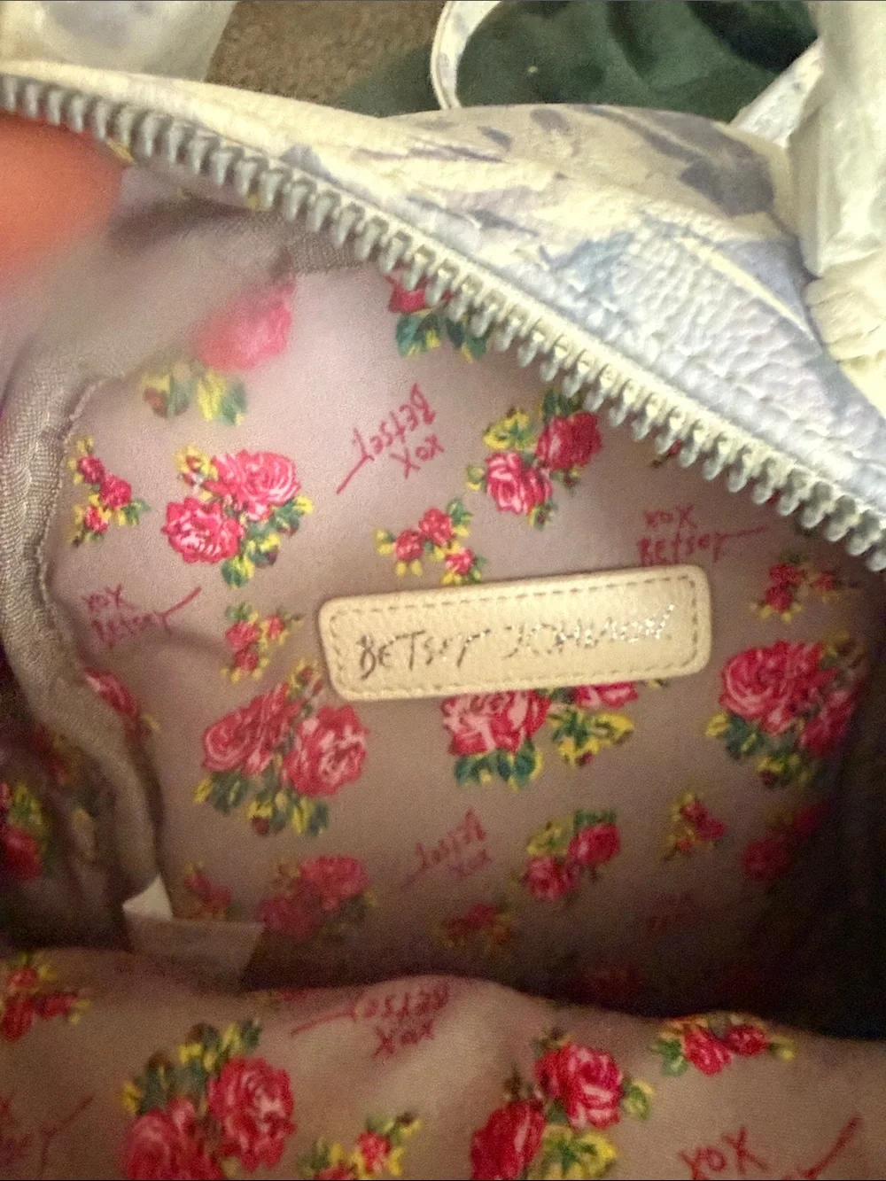 Betsey Johnson Cream and Lavender Floral Mini Backpack